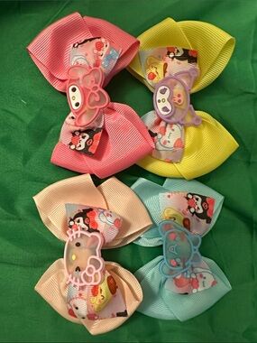 Cute fashion Pastel Character Hair Bows - Pink, Yellow, Peach, Light blue